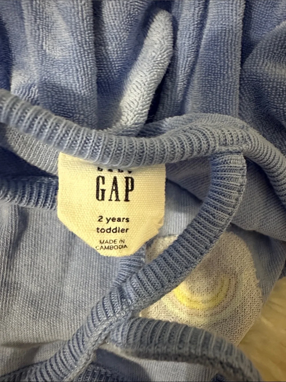GAP Blue Terry Romper with Rainbow Patch
